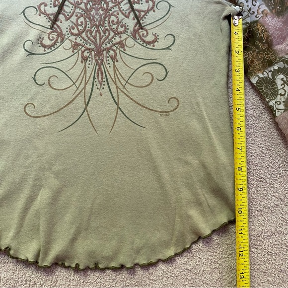 F.A.N.G. Vintage Small Green Glitter Y2K quilted long sleeve shirt - Picture 11 of 12